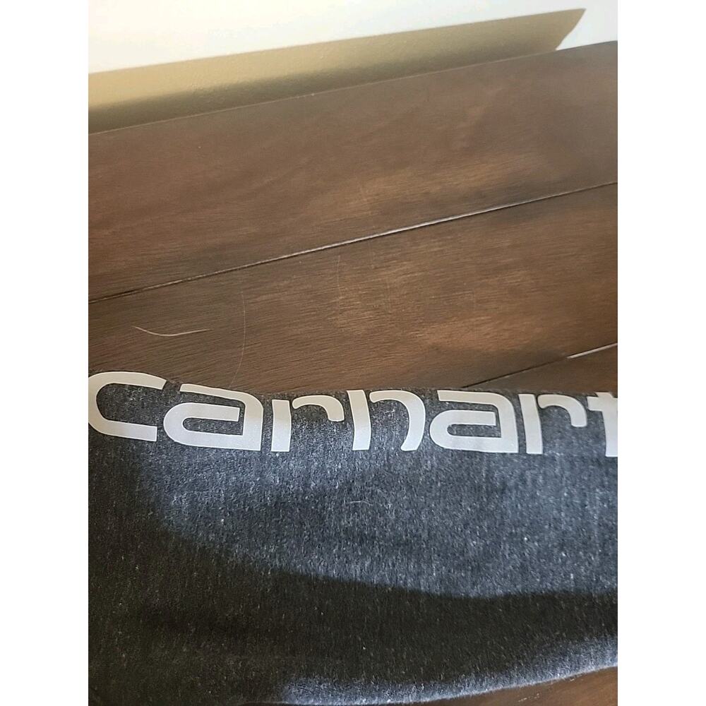Carhartt unisex Hoodie‎ Relaxed Fit Size Small S Gray Pullover Logo Sleeve - Picture 3 of 4
